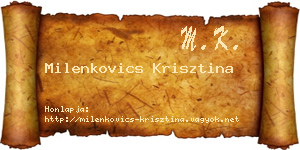 Milenkovics Krisztina névjegykártya
